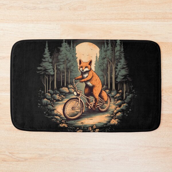 Item preview, Funny orange fox driving a bike in forest nature Illustration  designed and sold by NBSStore.