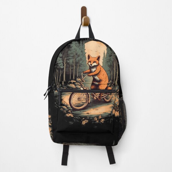Item preview, Funny orange fox driving a bike in forest nature Illustration designed and sold by NBSStore.