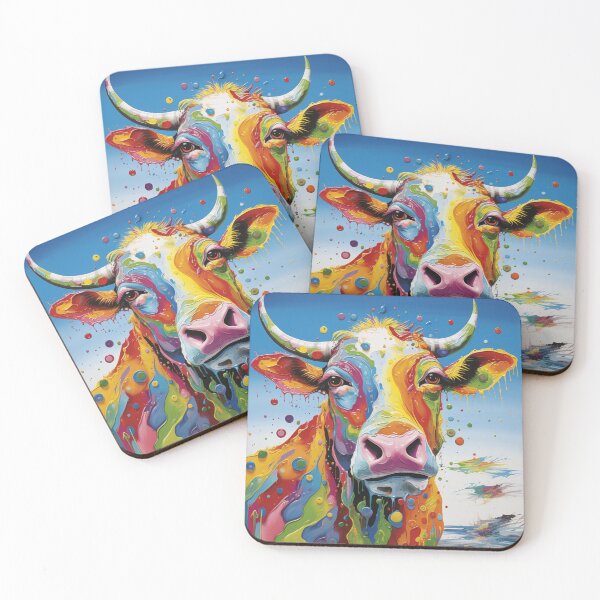 Item preview, Multicoloured Paint Splash Cow designed and sold by whitecat23.