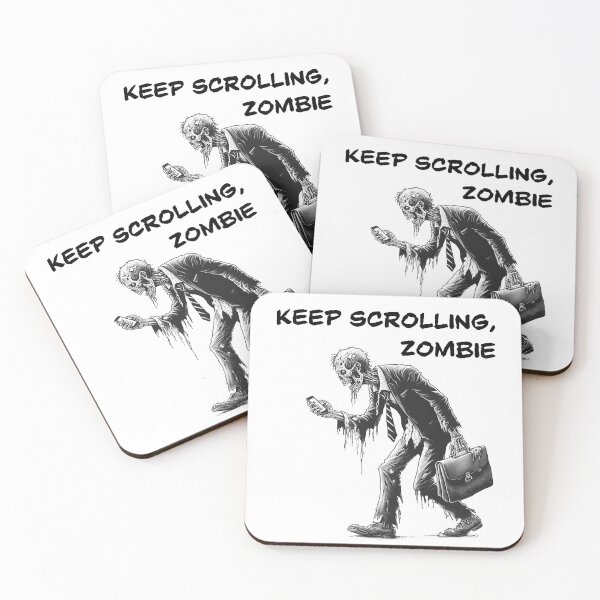 Artikelvorschau, Scrollen Sie weiter, Zombie – Zombie-Smartphone-Süchtiger entworfen und verkauft von Matthew Kinnersly.