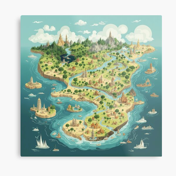 Aperçu de l'œuvre carte fantastique d'un monde imaginaire créée et vendue par DkTinou.