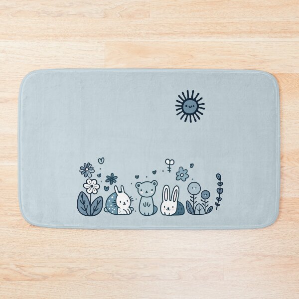 Item preview, Serene Meadow: Playful Creatures in Chambray Blue designed and sold by kiokuso.