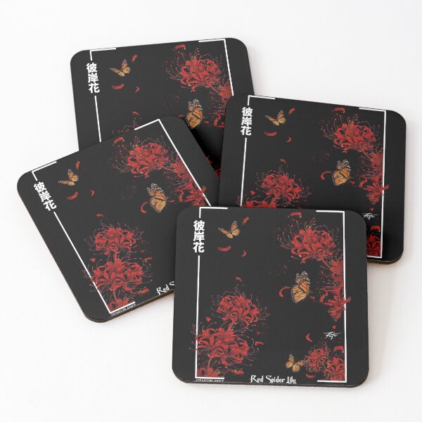 Item preview, japanese red spider lily with anime butterfly in harajuku soft grunge aesthetic designed and sold by Otakuniverse.
