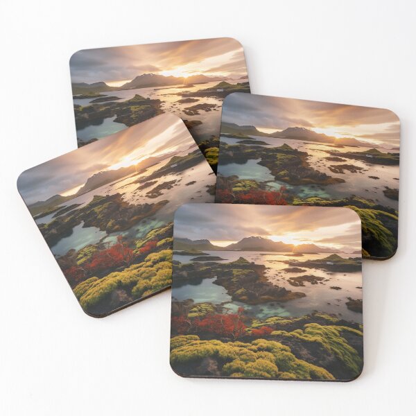 Item preview, Mountains and trees in lake at sunset in long exposure - Landscape photography designed and sold by TheArtistOf2022.