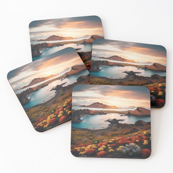 Item preview, Mountains and trees in lake at sunset in long exposure - Landscape photography designed and sold by TheArtistOf2022.