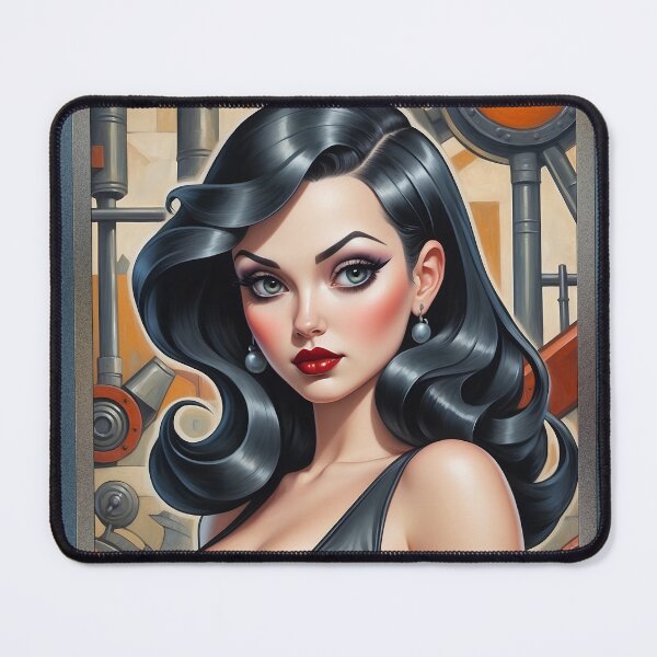 Item preview, Geometry Is The Key Pop Surrealism Retro Pinup Enchanting Portrait AI Concept Art by Xzendor7 designed and sold by Xzendor7 Digital Art Creations.