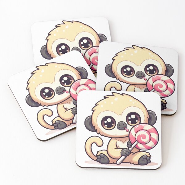 Item preview, kawaii gibbon with lolipop designed and sold by Animalia-.
