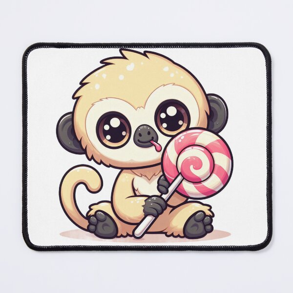 Item preview, kawaii gibbon with lolipop designed and sold by Animalia-.