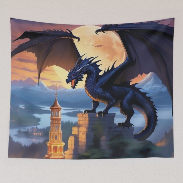 Item preview, The Obsidian Guardian: Dragon Watching over the Castle designed and sold by ccl2023.
