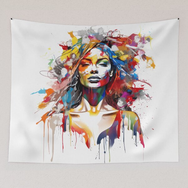 Item preview, Beautiful Woman With Rainbow Hair Painted Effect designed and sold by NeavesPhoto.