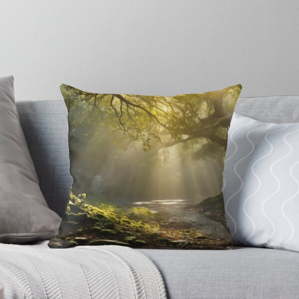 Item preview, Misty forest with river at sunset long exposure - Landscape photography designed and sold by TheArtistOf2022.