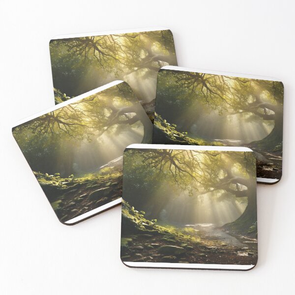 Item preview, Misty forest with river at sunset long exposure - Landscape photography designed and sold by TheArtistOf2022.