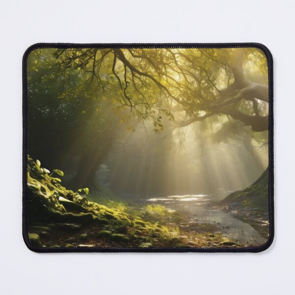 Item preview, Misty forest with river at sunset long exposure - Landscape photography designed and sold by TheArtistOf2022.