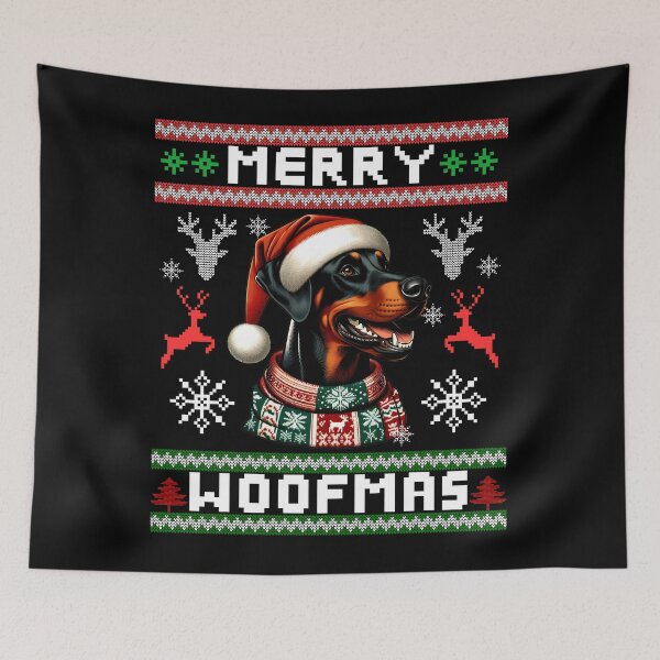 Item preview, Merry Woofmas | Happy Doberman Pinscher Dog Christmas Sweater designed and sold by TheMostLikely.