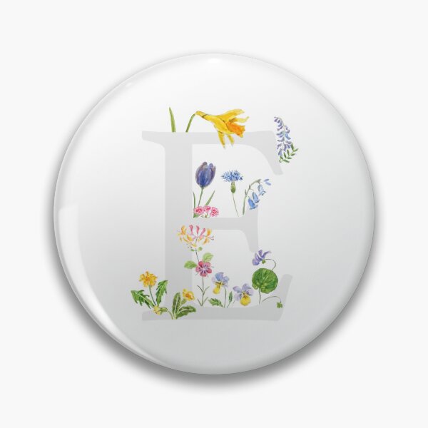 Artikelvorschau, botanisches Monogramm-Alphabet E Wildblumen handgemalt entworfen und verkauft von ColorandColor.