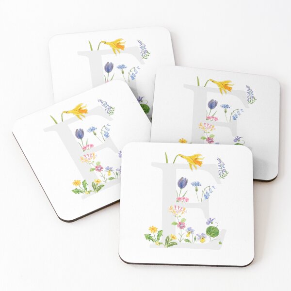 Artikelvorschau, botanisches Monogramm-Alphabet E Wildblumen handgemalt entworfen und verkauft von ColorandColor.