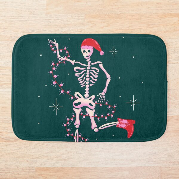 Item preview, Seasonal Depression xmas art, Dancing skeleton in santa hat Christmas illustration designed and sold by WeirdyTales.