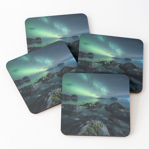 Item preview, Iceland landscape with aurora night sky in long exposure - Landscape photography designed and sold by TheArtistOf2022.