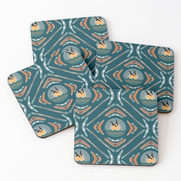 Item preview, Australia day- Boomerangs and Didgeridoos [Teal] designed and sold by Carina Parry Studios.