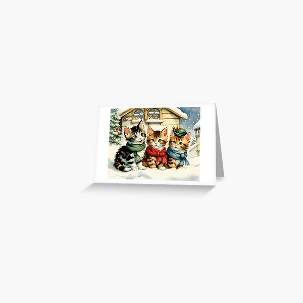 Three Christmas winter kittens Greeting Card