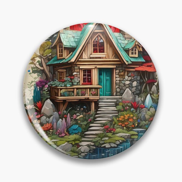Item preview, Magical Wooden Cabin on top of Crystal Cluster designed and sold by BorgSpareParts.