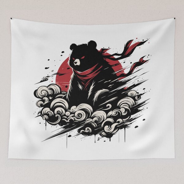Item preview, Cool Ninja Panda Bear Japanese Retro Vintage Style designed and sold by TomFrontierArt.