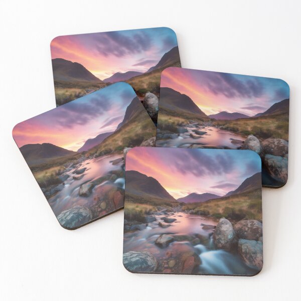 Item preview, Mountains at sunset with river long exposure - Landscape photography designed and sold by TheArtistOf2022.