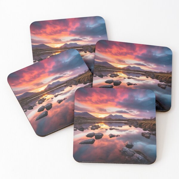 Item preview, Mountains and trees in lake at sunset in long exposure - Landscape photography designed and sold by TheArtistOf2022.