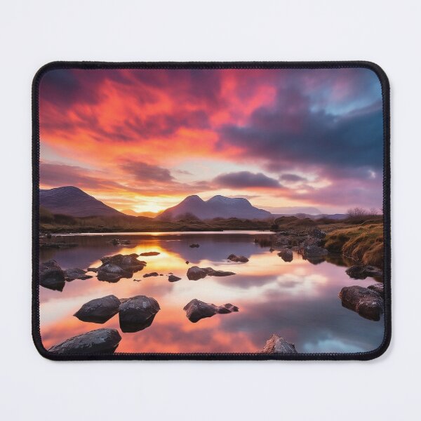 Item preview, Mountains and trees in lake at sunset in long exposure - Landscape photography designed and sold by TheArtistOf2022.