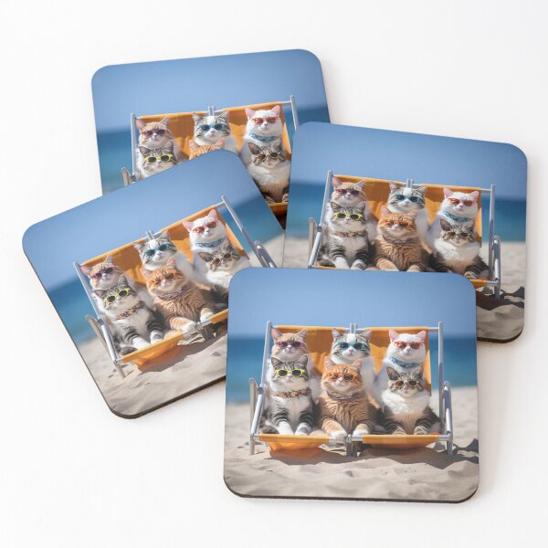 Item preview, Cats On A Deckchair Sunbathing Wearing Sun Glasses designed and sold by NeavesPhoto.