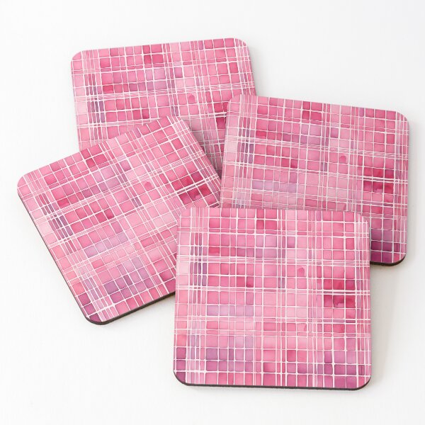 Item preview, Pink grid pattern, abstract watercolor art designed and sold by patterncrow.
