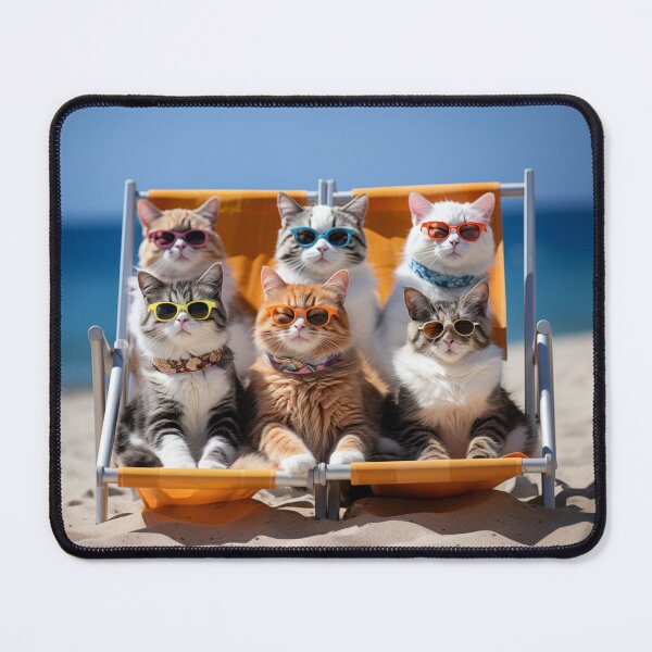 Item preview, Cats On A Deckchair Sunbathing Wearing Sun Glasses designed and sold by NeavesPhoto.