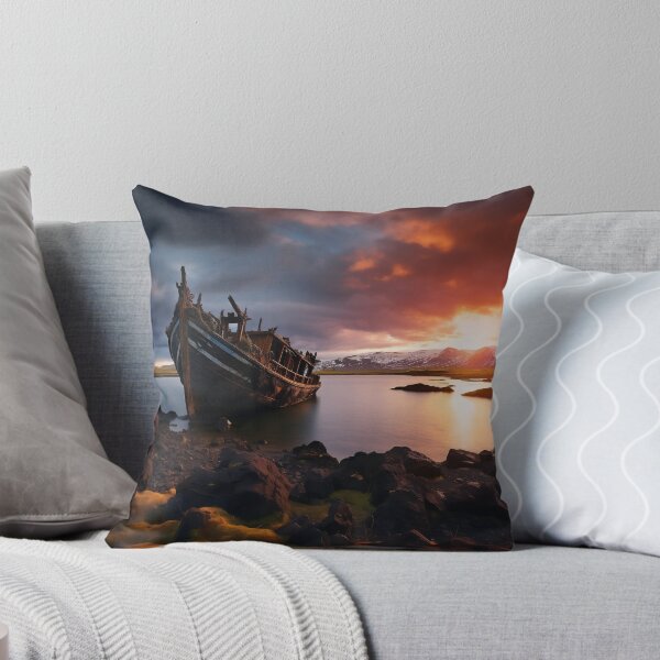 Item preview, The Shipwreck on beach at sunset - Landscape photo designed and sold by TheArtistOf2022.