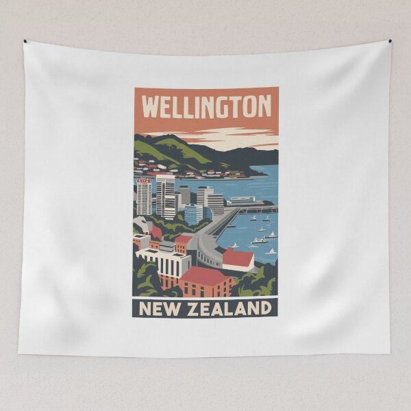 Item preview, A Vintage Travel Art of Wellington - New Zealand  designed and sold by GoodOldVintage.