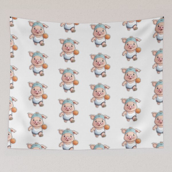 Item preview, A Pig playing basketball designed and sold by DigitalArtByCJ.