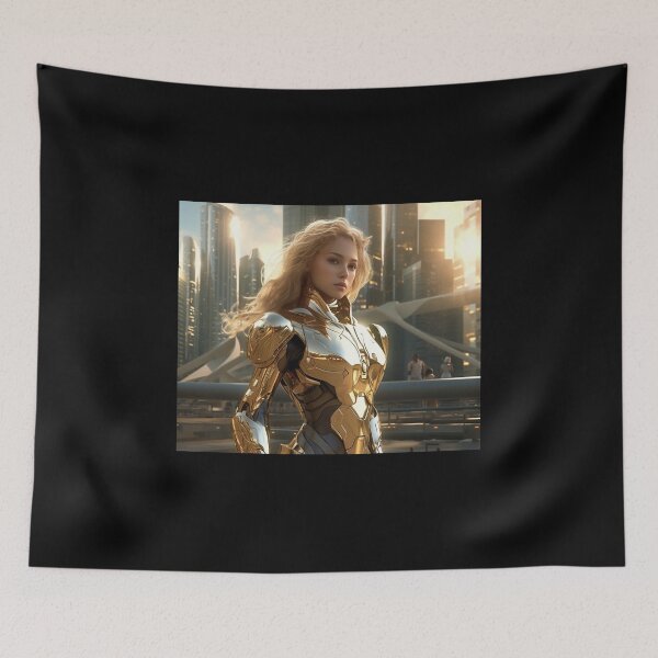 Item preview, beautiful woman knight digital art armor cyborg figure designed and sold by UILOVE.
