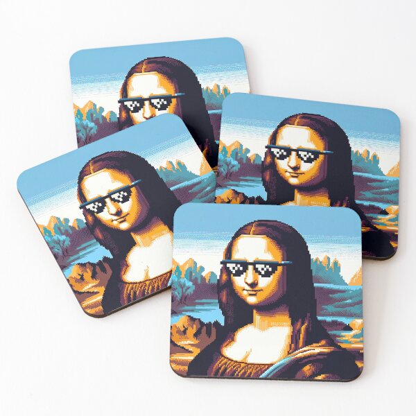 Item preview, Mona Lisa Pixel Art with Sunglasses designed and sold by unrealartwork.
