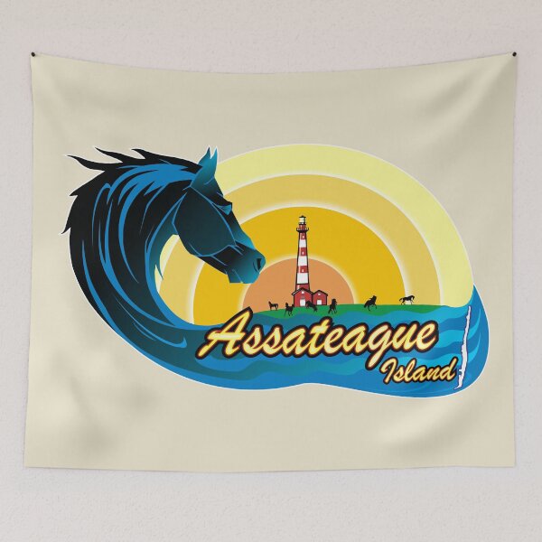 Item preview, Assateague Island Horses, wave and Lighthouse designed and sold by antonietta40.