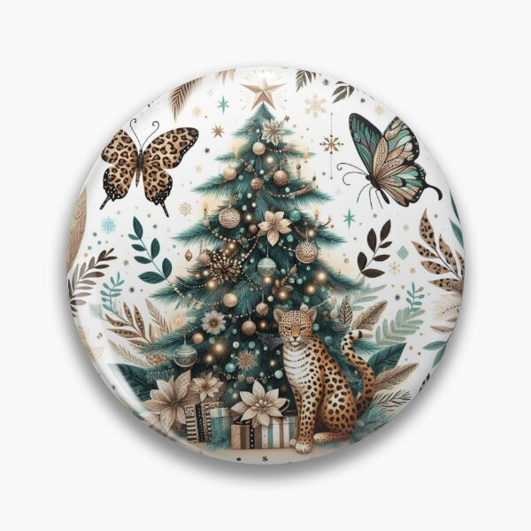 Item preview, Leopard Print Christmas Tree Pattern Bengal Cat Canvas Wall Art Pattern Feathers Flowers Eclectic Exotic Butterflies designed and sold by CoffeeIsATrip.