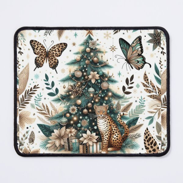 Item preview, Leopard Print Christmas Tree Pattern Bengal Cat Canvas Wall Art Pattern Feathers Flowers Eclectic Exotic Butterflies designed and sold by CoffeeIsATrip.