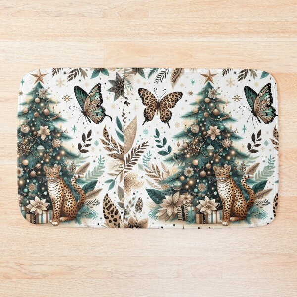 Item preview, Leopard Print Christmas Tree Pattern Bengal Cat Canvas Wall Art Pattern Feathers Flowers Eclectic Exotic Butterflies designed and sold by CoffeeIsATrip.