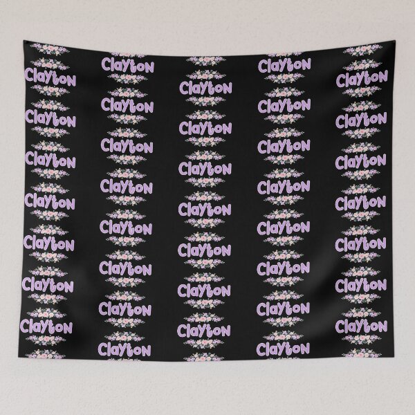 Item preview, Purple Flower Clayton Name Label (Black) designed and sold by NormadWorld.