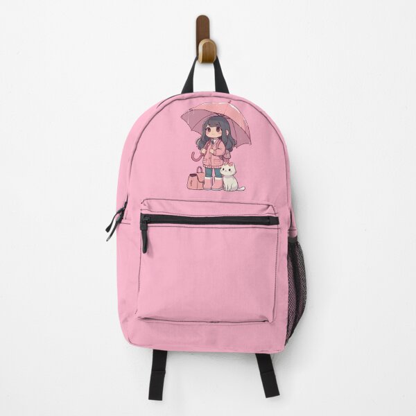 Item preview, girl and cat waiting for the bus designed and sold by perzysshop.
