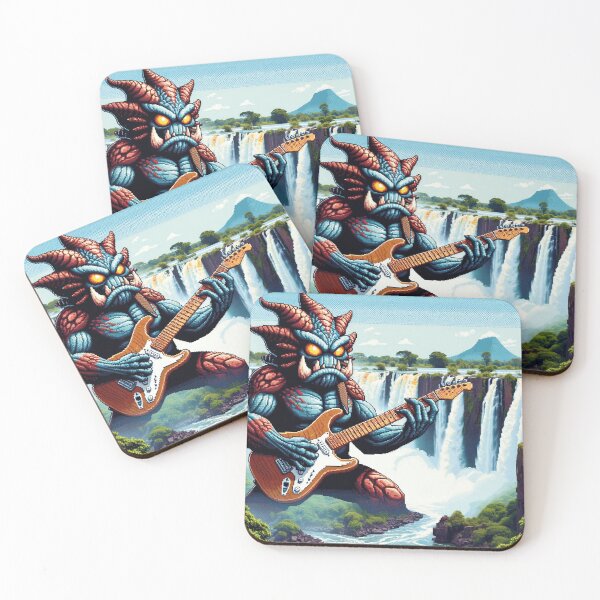 Item preview, Guitar Monster Tour at Victoria Falls - Livingstone, Zambia  : Funny Music AI Art Retro Games Style designed and sold by kewarin.