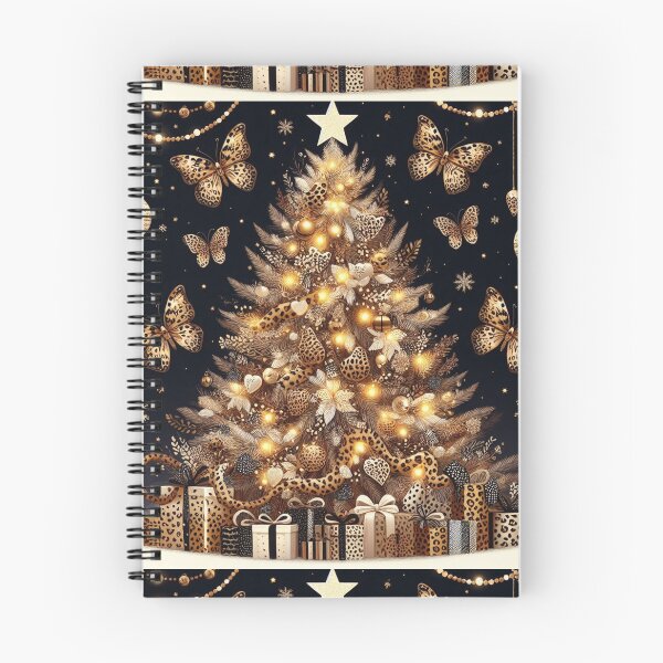 Item preview, Leopard Print Christmas Tree Pattern Bengal Cat Canvas Wall Art Pattern Feathers Flowers Eclectic Exotic Butterflies Gold Golden designed and sold by CoffeeIsATrip.