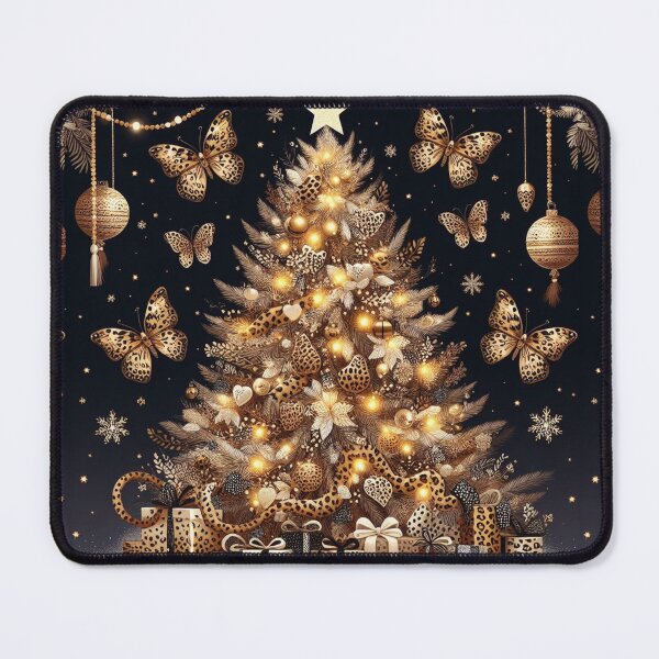 Item preview, Leopard Print Christmas Tree Pattern Bengal Cat Canvas Wall Art Pattern Feathers Flowers Eclectic Exotic Butterflies Gold Golden designed and sold by CoffeeIsATrip.