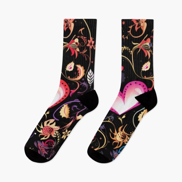 Item preview, Fairy Tale Hearts: Dark Pink & Sky-Blue Women's Socks (One color only) designed and sold by PurpleMoss.