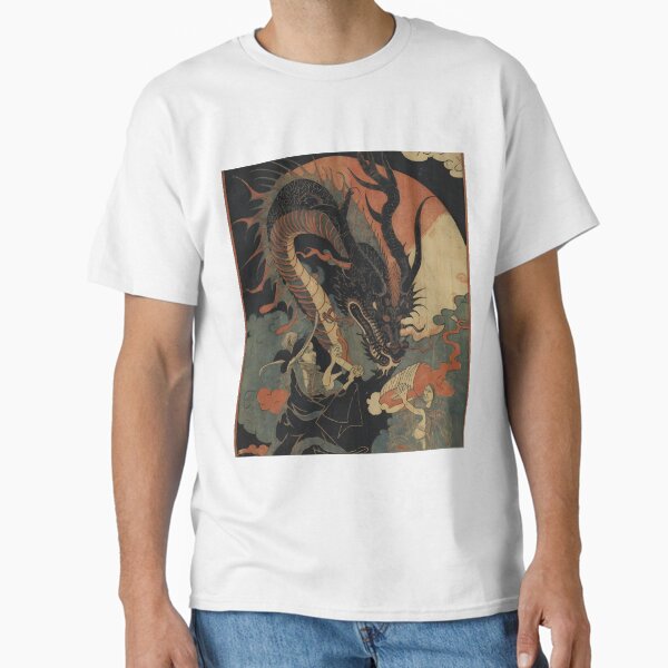 Item preview, dragons fighting above a night shrine designed and sold by 1081900shop.