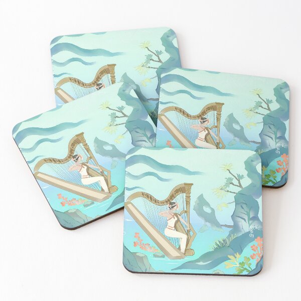 Item preview, Goddess playing harp under ocean water designed and sold by LTI-Stickers.