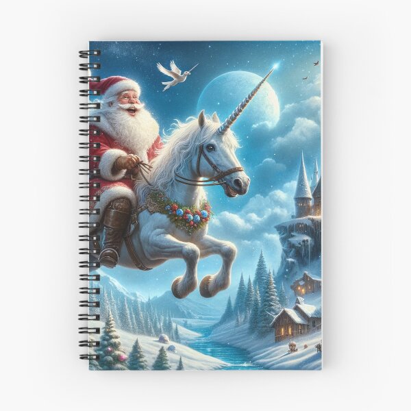 Item preview, Happy Santa riding a unicorn in a magical and fantastic landscape designed and sold by Cris888.
